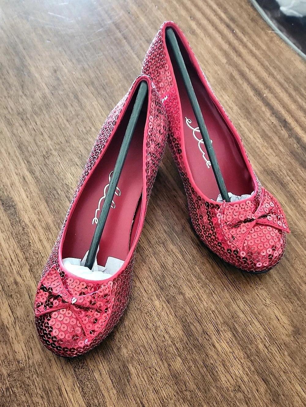 Ellie Ruby Red Slippers Sequin Heels in Red NWT